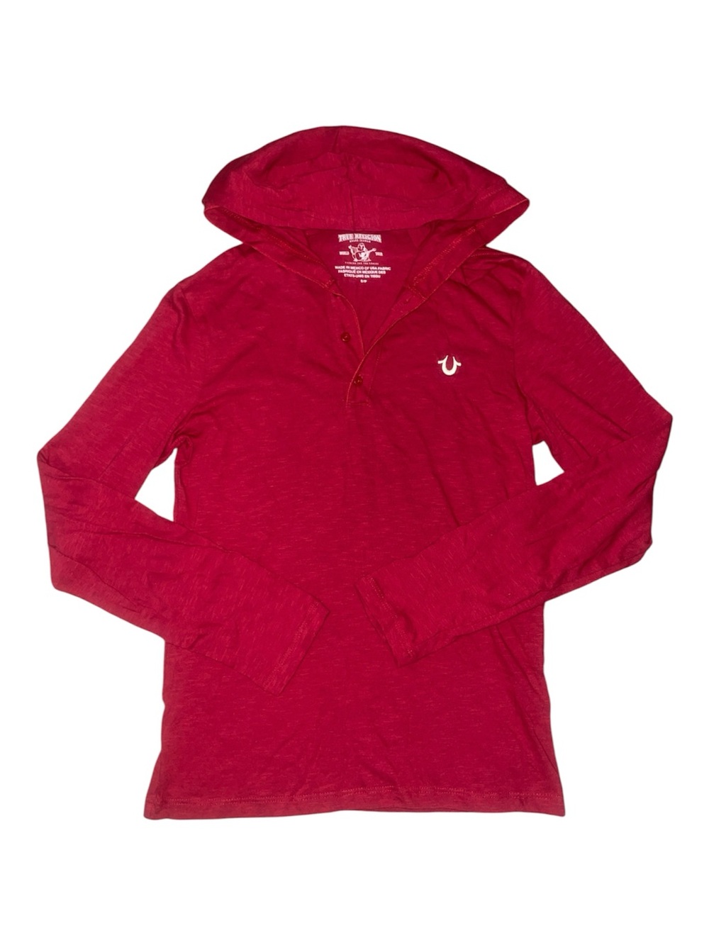 True religion red long sleeve Henley